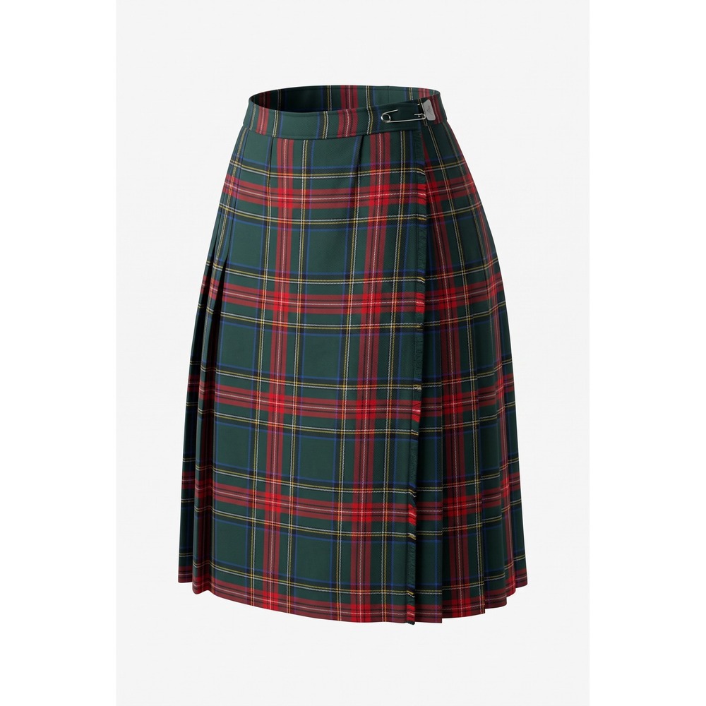 Vintage Gumushels‎ Green Tartan Plaid Wool Kilt Skirt Pleated Wrap Midi Skirt